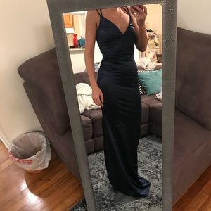 Navy satin dress